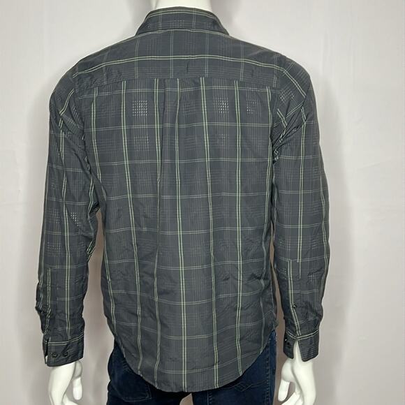 Mountain Hardwear‎ Mens Slate Gray Plaid Nylon Button Up shirt size M - Picture 3 of 6